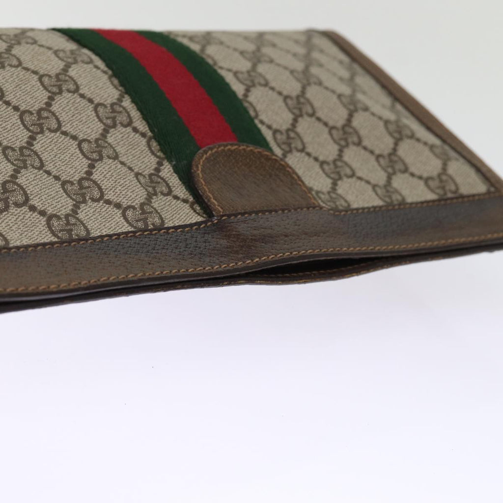 GUCCI GG Supreme Web Sherry Line Clutch Bag Beige Red 41 001 2125 28 75363