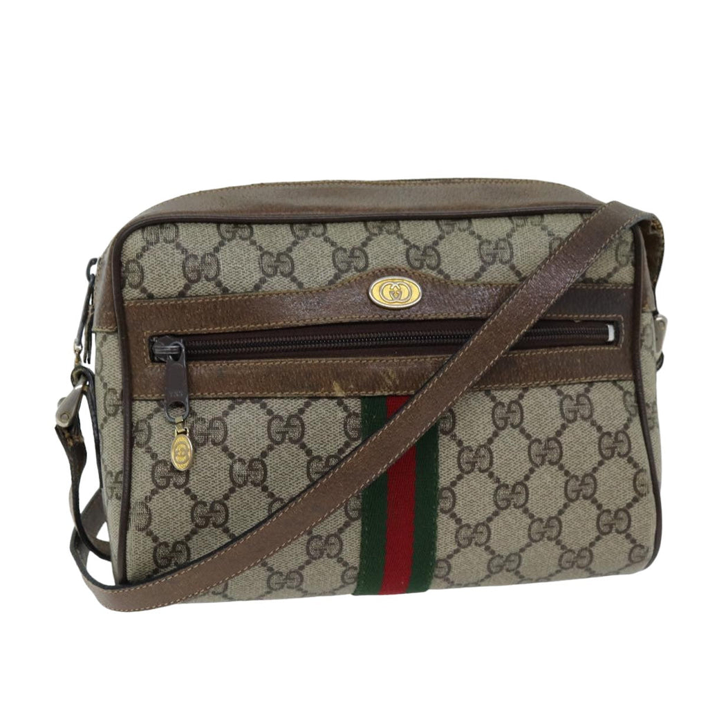 GUCCI Web Sherry Line GG Supreme Shoulder Bag Beige Red 72 001 3654 75457