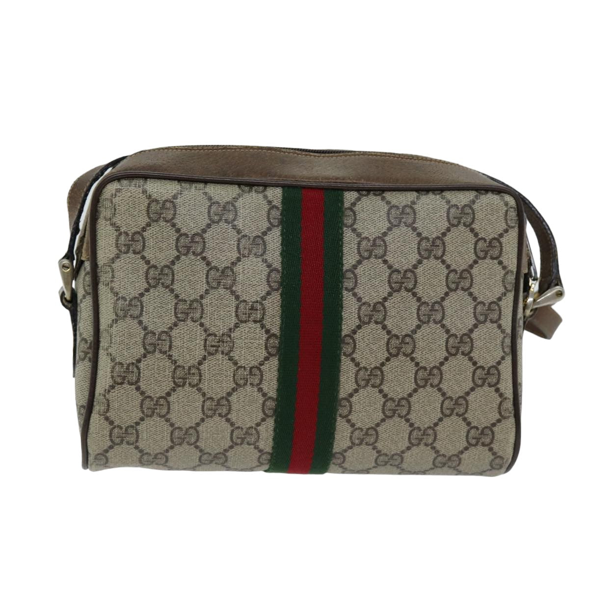 GUCCI Web Sherry Line GG Supreme Shoulder Bag Beige Red 72 001 3654 75457