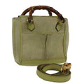 GUCCI Bamboo Hand Bag Suede 2way Green 007 2214 0238 75507
