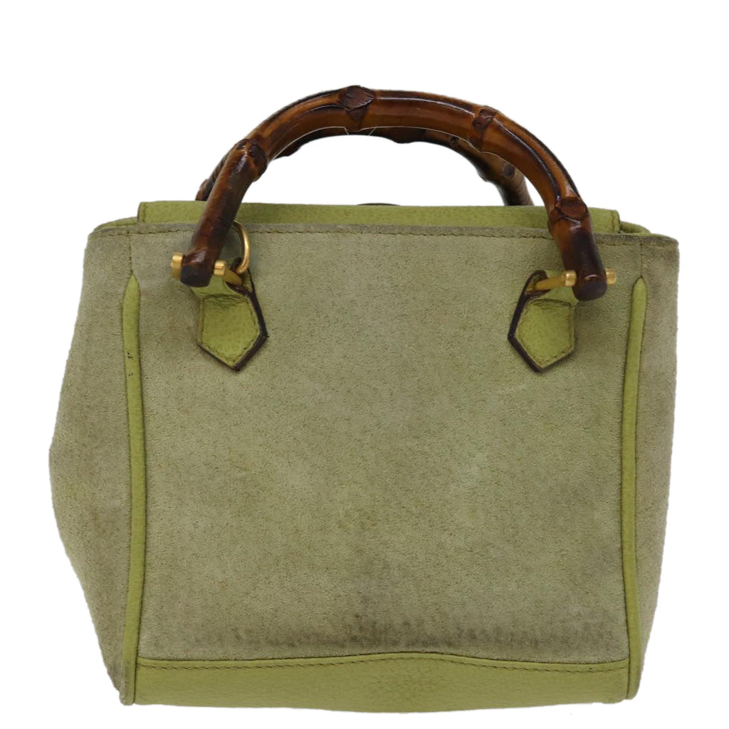 GUCCI Bamboo Hand Bag Suede 2way Green 007 2214 0238 75507