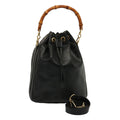 GUCCI Bamboo Hand Bag Leather 2way Black 001 2684 1657 75508