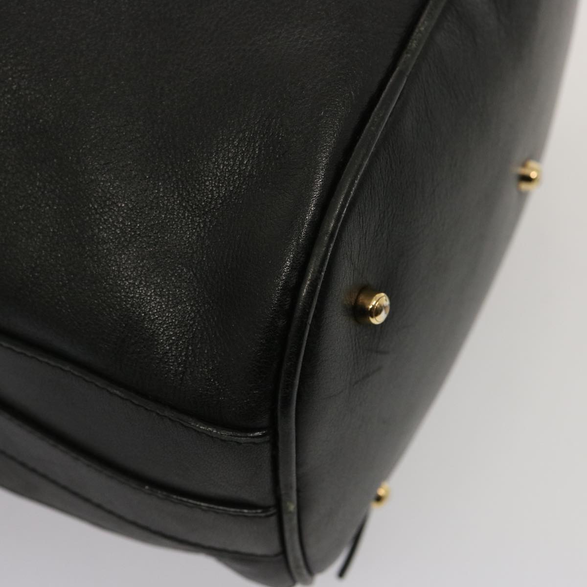 GUCCI Bamboo Hand Bag Leather 2way Black 001 2684 1657 75508
