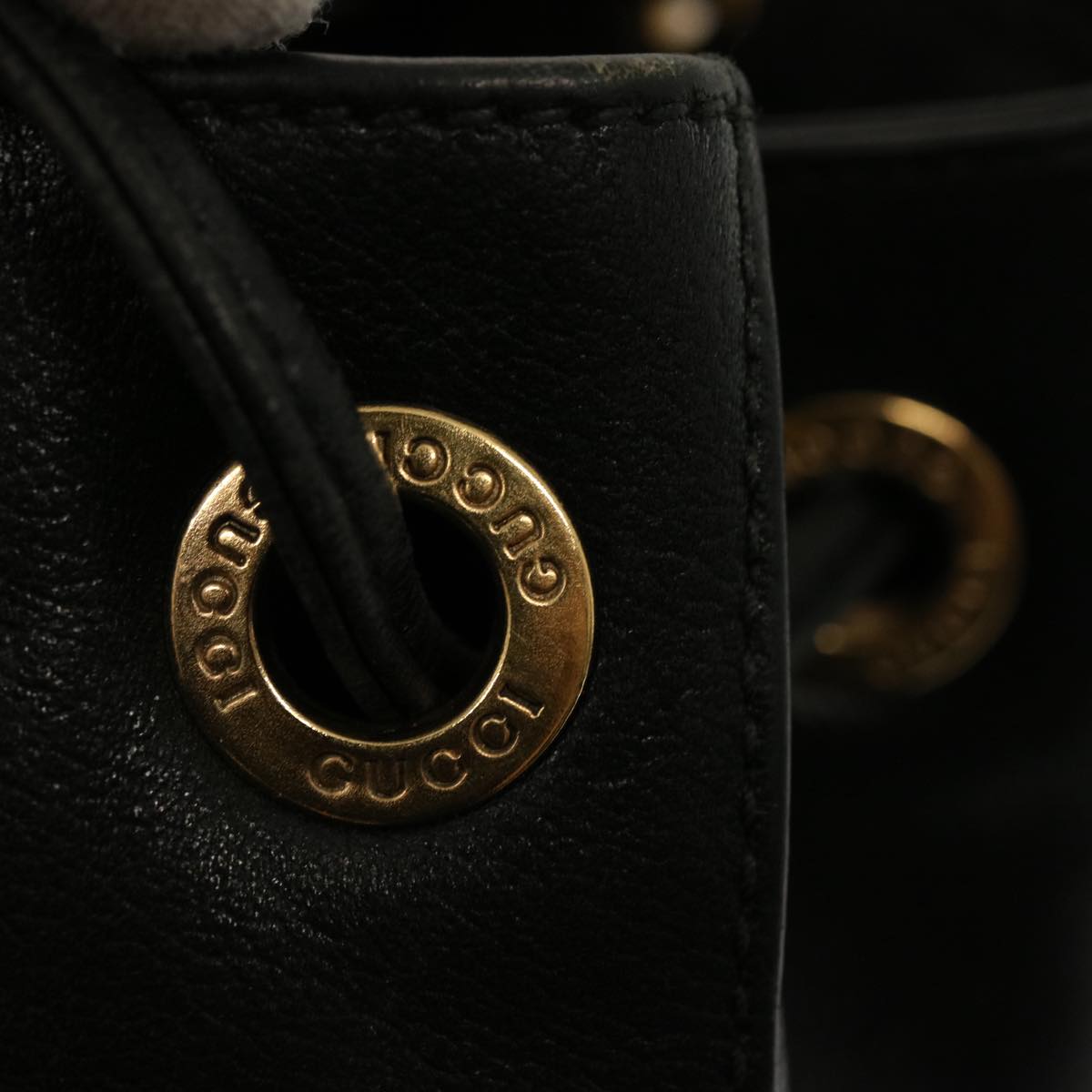 GUCCI Bamboo Hand Bag Leather 2way Black 001 2684 1657 75508