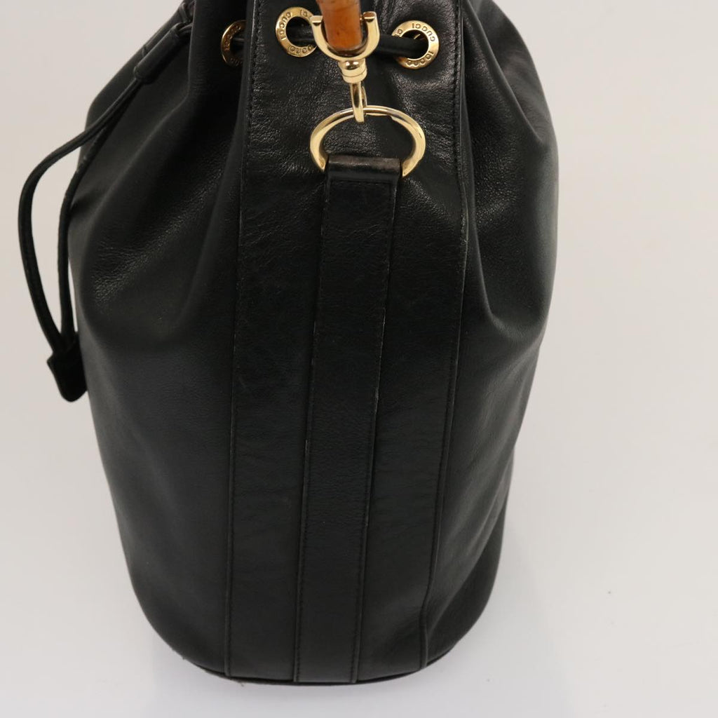 GUCCI Bamboo Hand Bag Leather 2way Black 001 2684 1657 75508