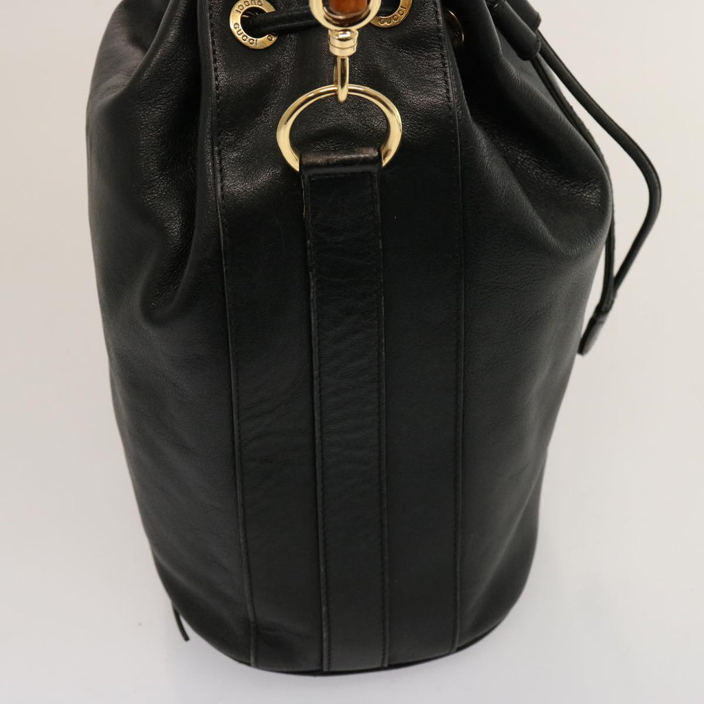 GUCCI Bamboo Hand Bag Leather 2way Black 001 2684 1657 75508