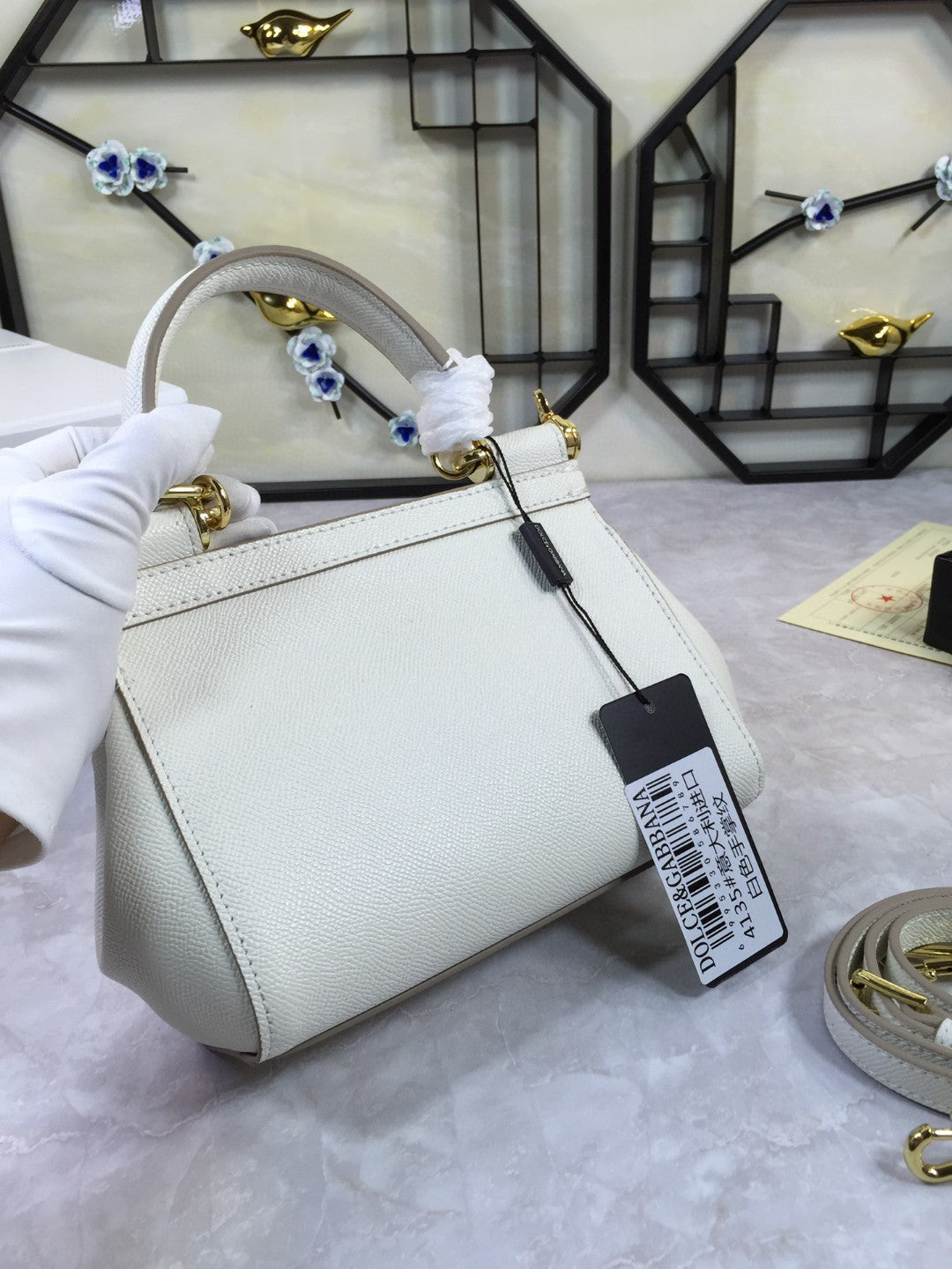 GLAMI MeGLAMIum Sicily Handbag In Dauphine White For Women 10.2in/26cm GLAMI GLAMI4347A100180001