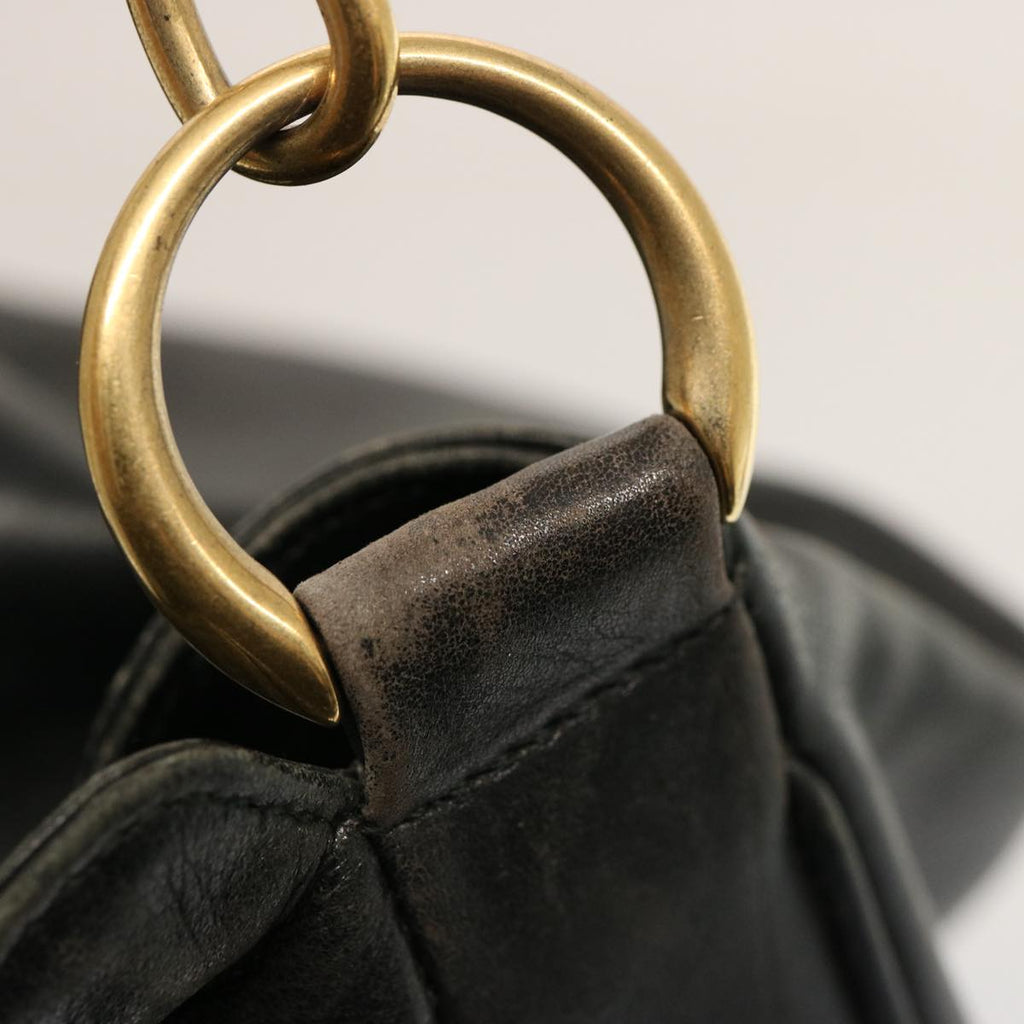 GUCCI Bamboo Hand Bag Leather 2way Black 001 2404 1577 75509