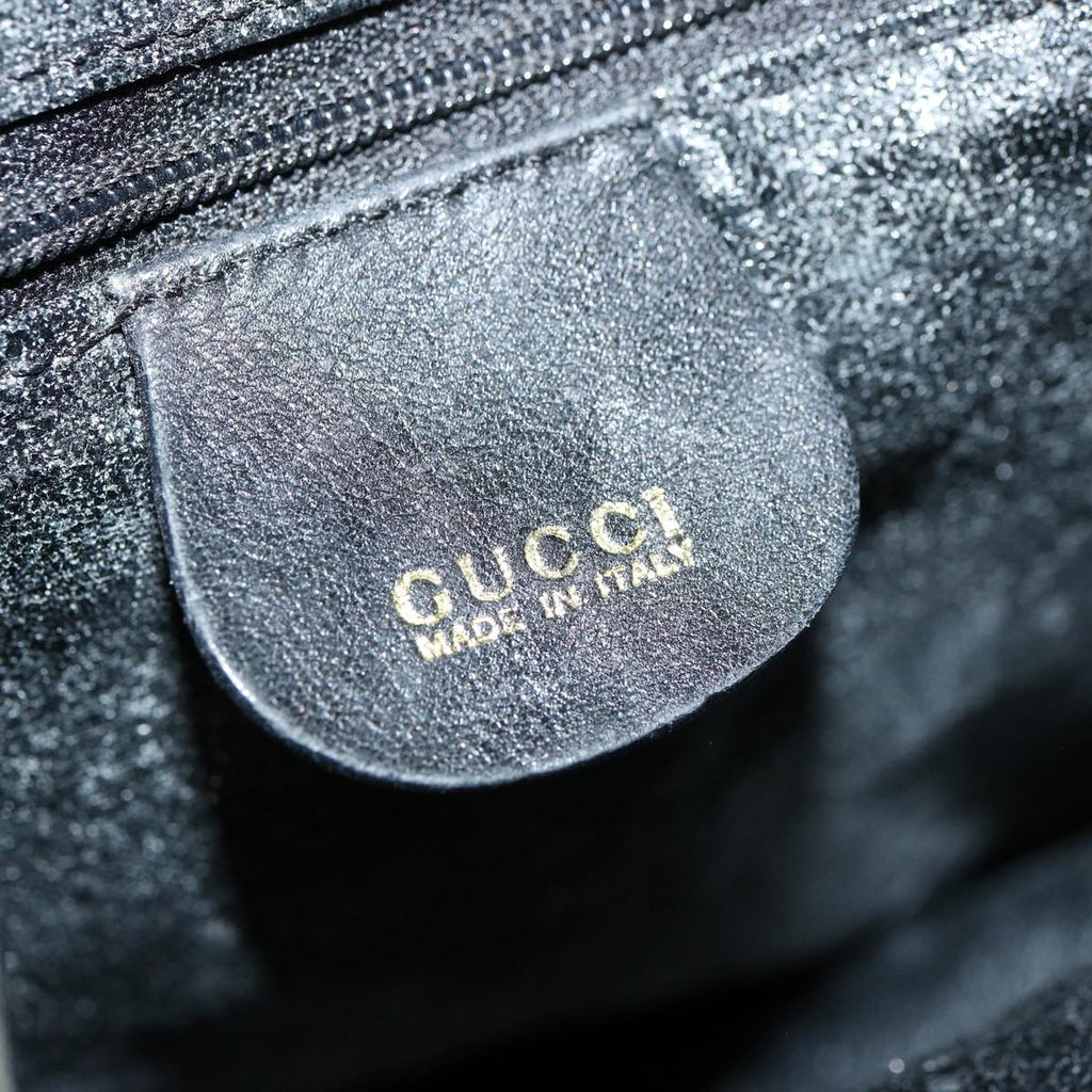GUCCI Bamboo Hand Bag Leather 2way Black 001 2404 1577 75509