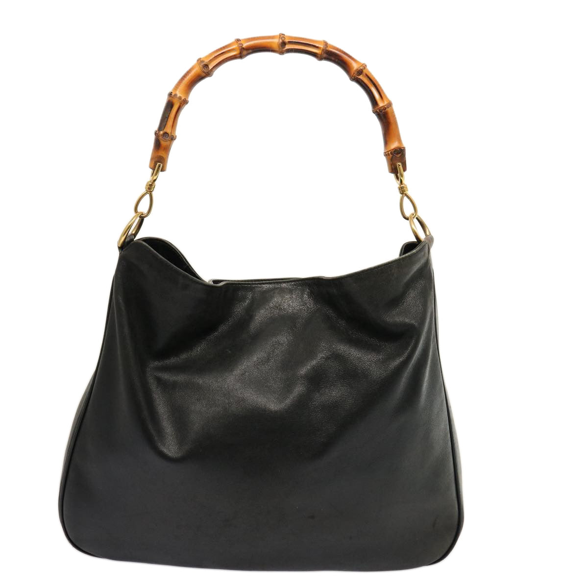 GUCCI Bamboo Hand Bag Leather 2way Black 001 2404 1577 75509