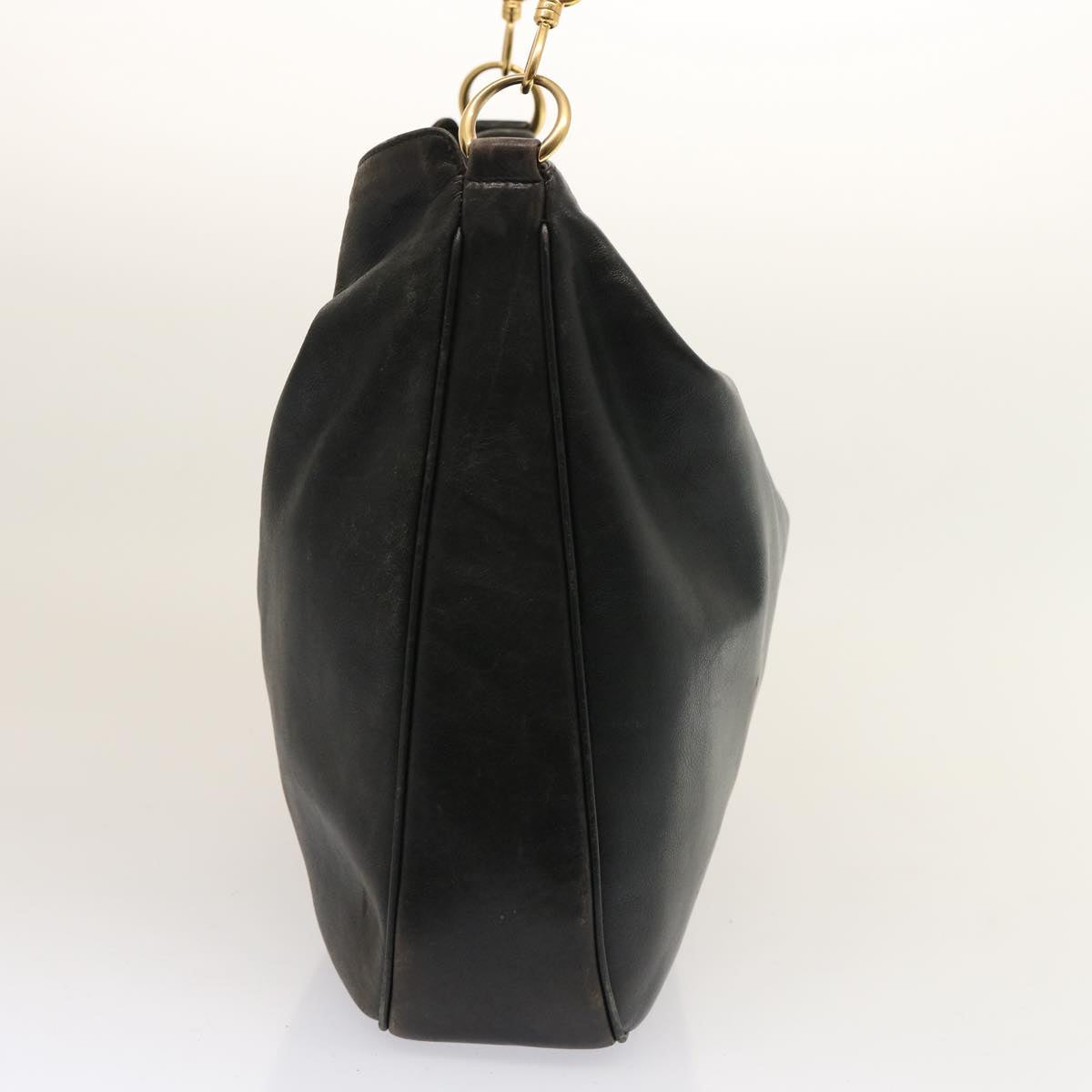 GUCCI Bamboo Hand Bag Leather 2way Black 001 2404 1577 75509