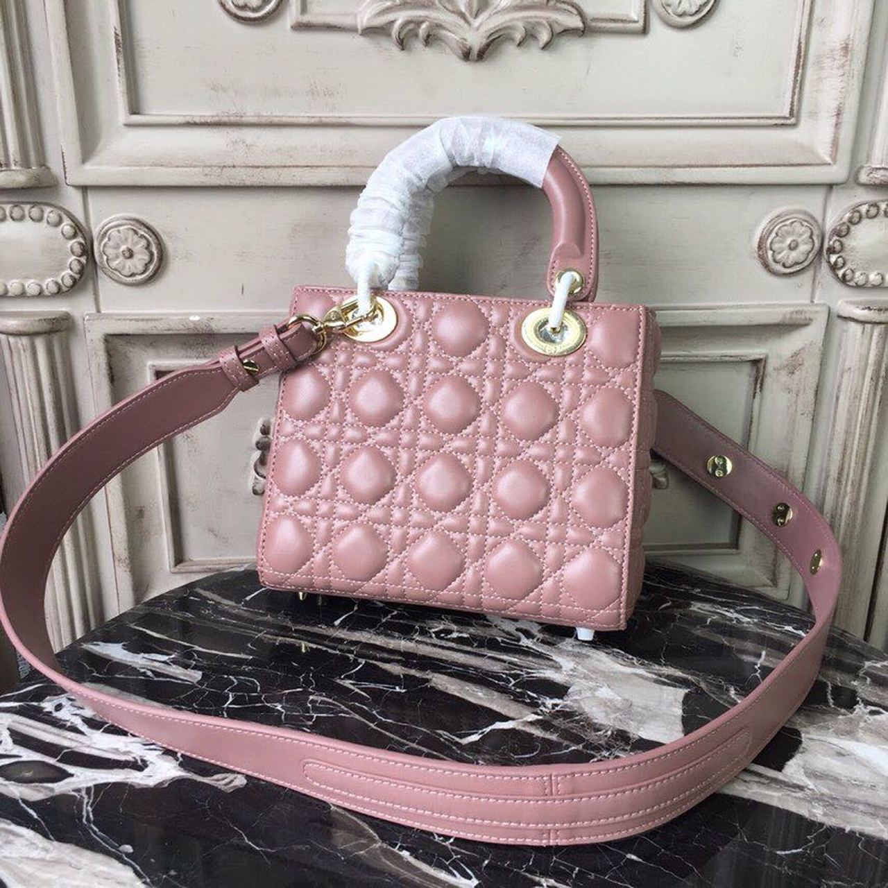 GLAMI MeGLAMIum Lady Bag Gold Toned Hardware Dusty Pink For Women 20cm/8in CD