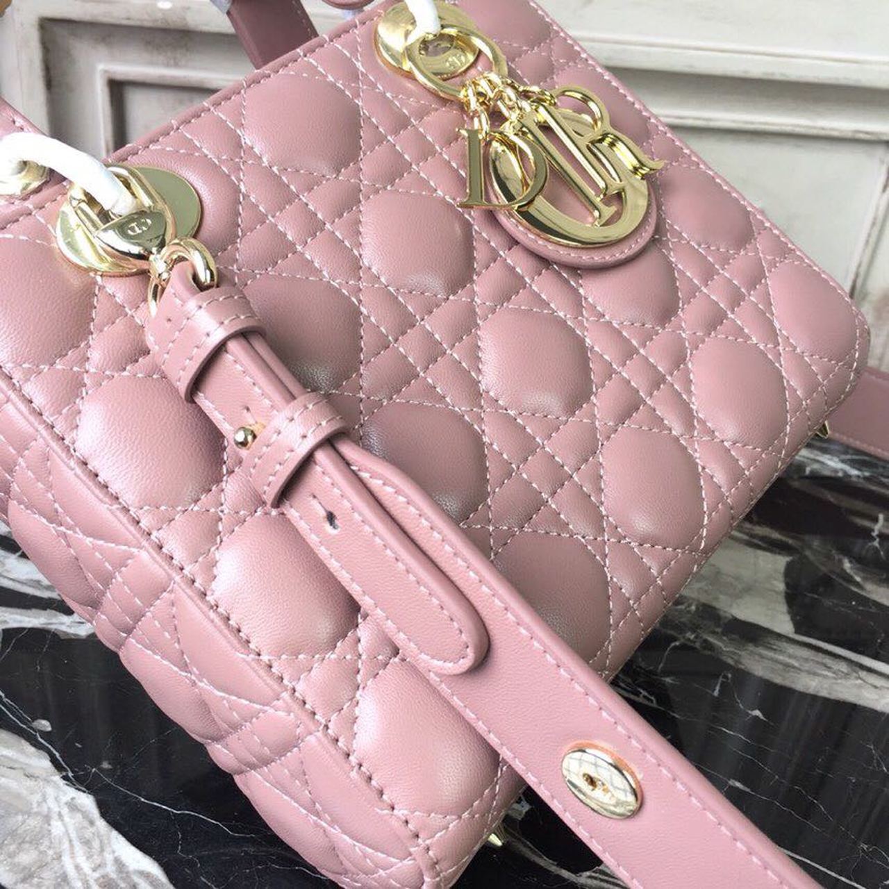 GLAMI MeGLAMIum Lady Bag Gold Toned Hardware Dusty Pink For Women 20cm/8in CD