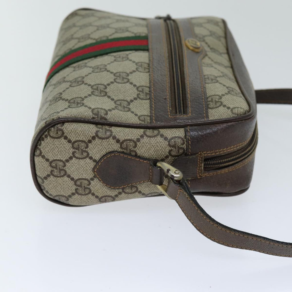 GUCCI Web Sherry Line GG Supreme Shoulder Bag PVC Beige Red 89 02 004 75563