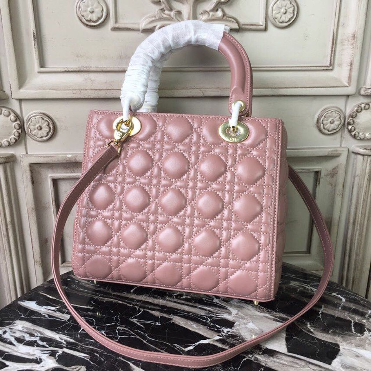 GLAMI MeGLAMIum Lady Bag Gold Toned Hardware Dusty Pink For Women 24cm/9in CD