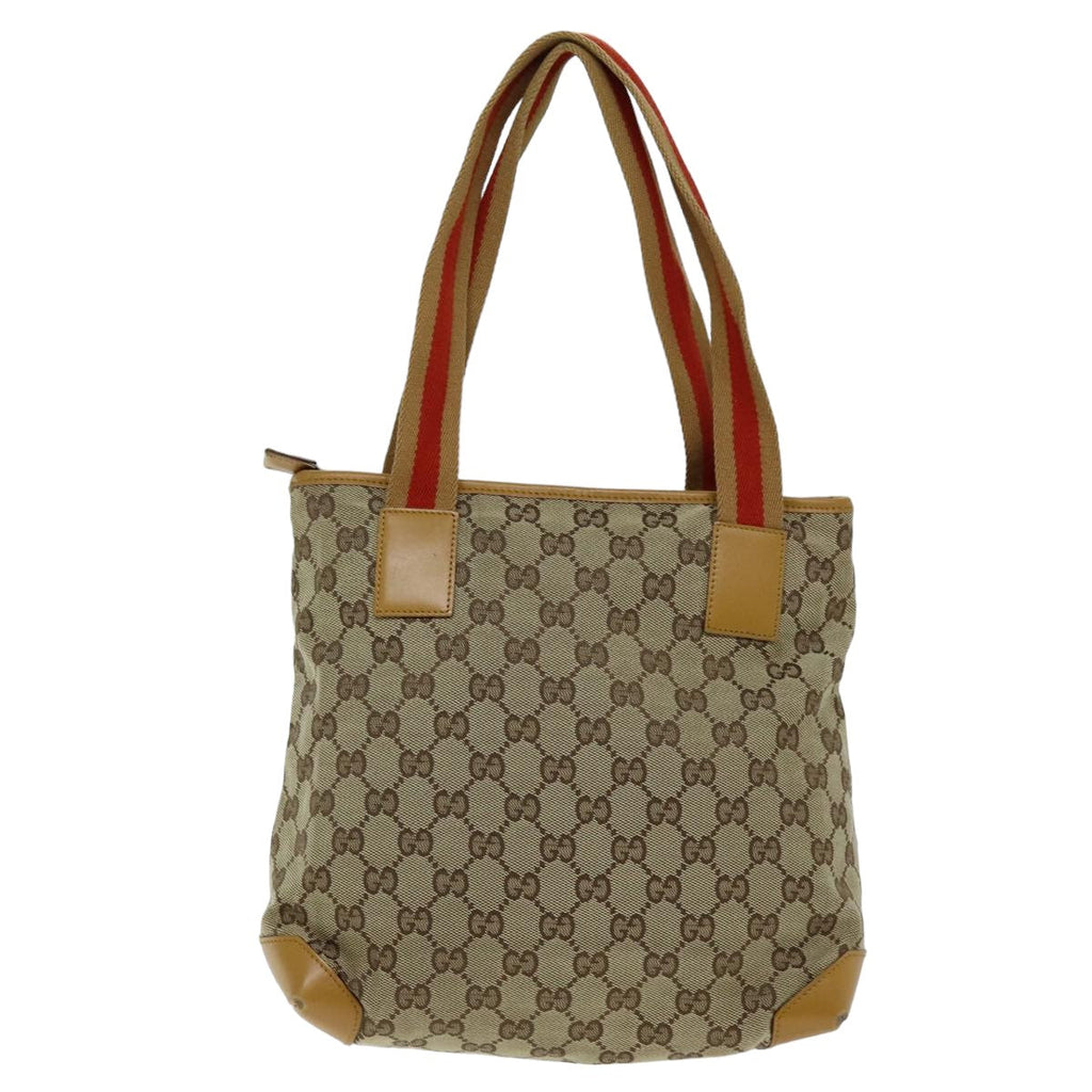 GUCCI GG Canvas Sherry Line Tote Bag Beige Red Brown 019 0402 75588