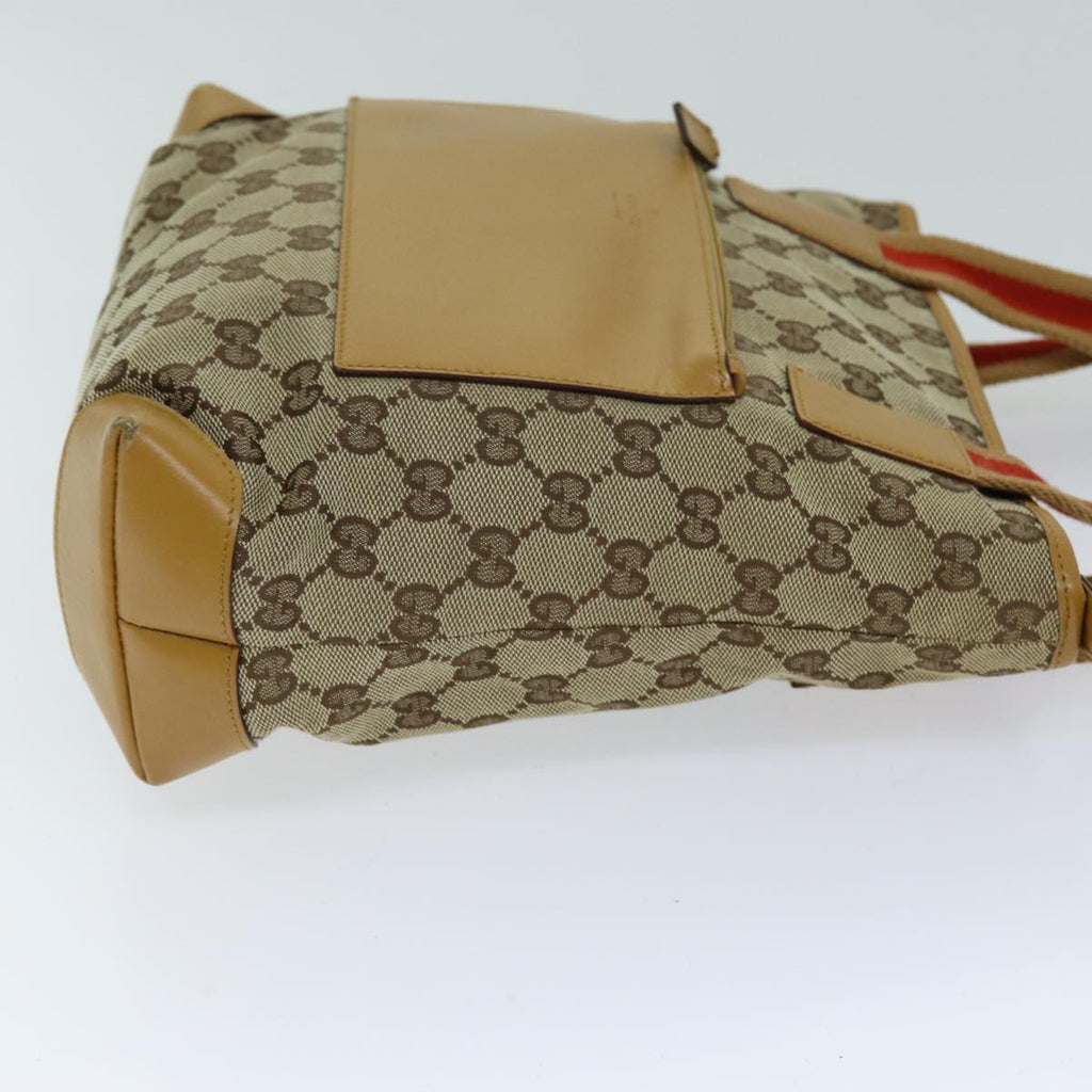 GUCCI GG Canvas Sherry Line Tote Bag Beige Red Brown 019 0402 75588