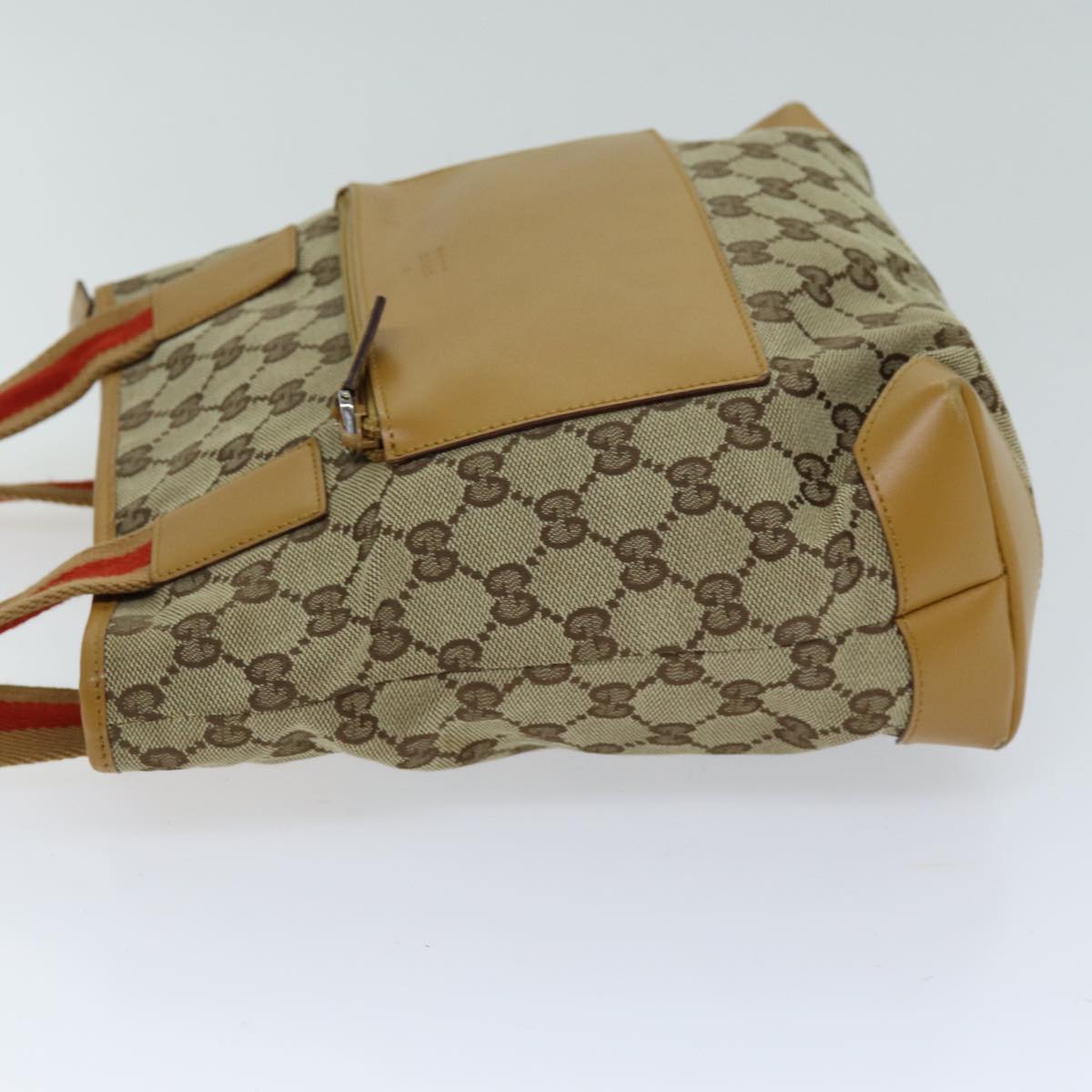 GUCCI GG Canvas Sherry Line Tote Bag Beige Red Brown 019 0402 75588