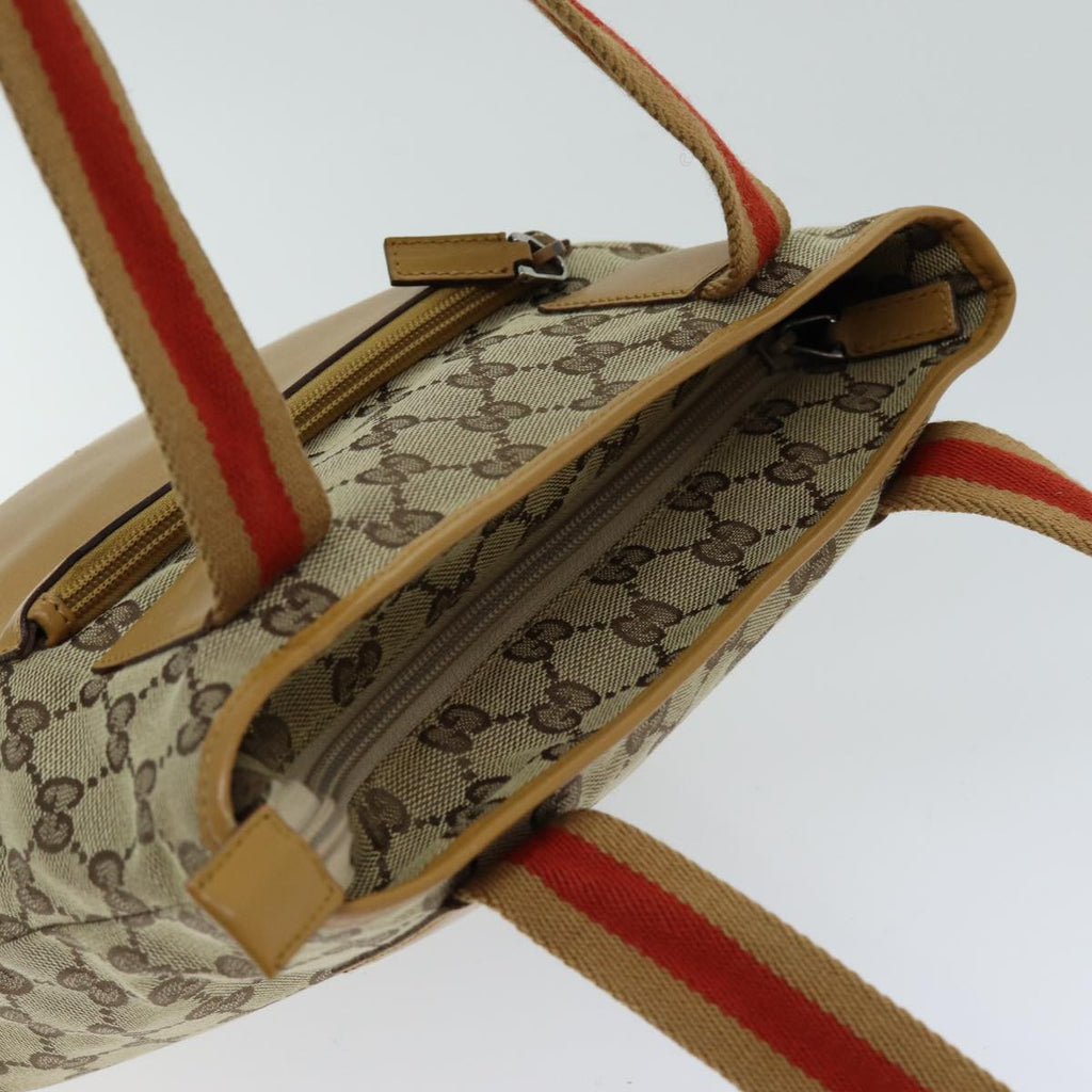 GUCCI GG Canvas Sherry Line Tote Bag Beige Red Brown 019 0402 75588