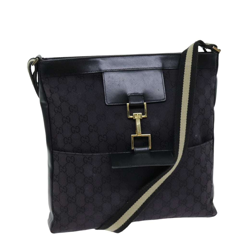 GUCCI GG Canvas Shoulder Bag Black White 001 4094 75600