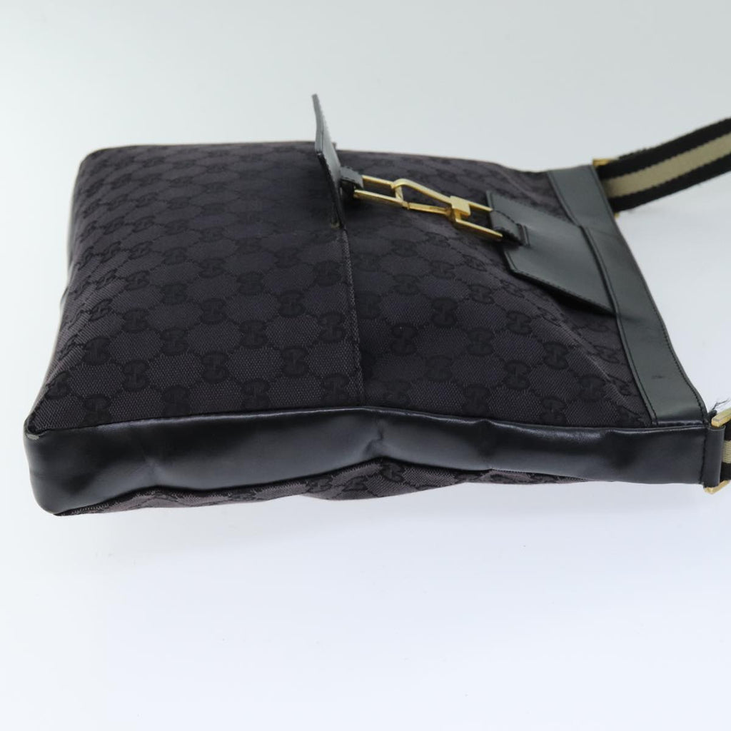 GUCCI GG Canvas Shoulder Bag Black White 001 4094 75600