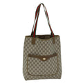 GUCCI GG Supreme Web Sherry Line Tote Bag PVC Red Beige 002 23 4487 75601