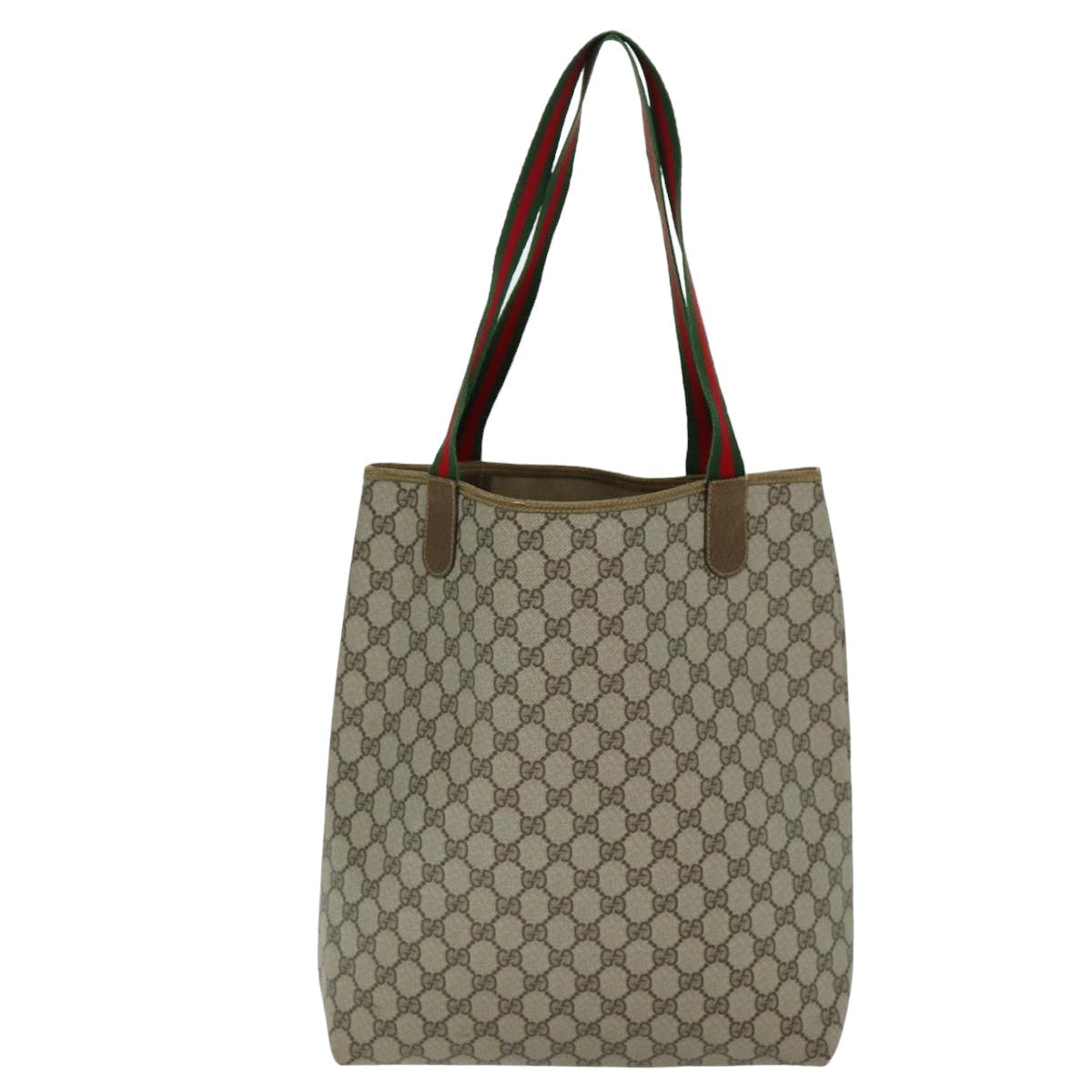 GUCCI GG Supreme Web Sherry Line Tote Bag PVC Red Beige 002 23 4487 75601