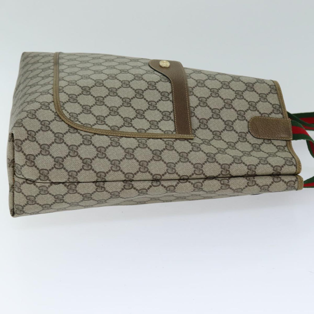 GUCCI GG Supreme Web Sherry Line Tote Bag PVC Red Beige 002 23 4487 75601