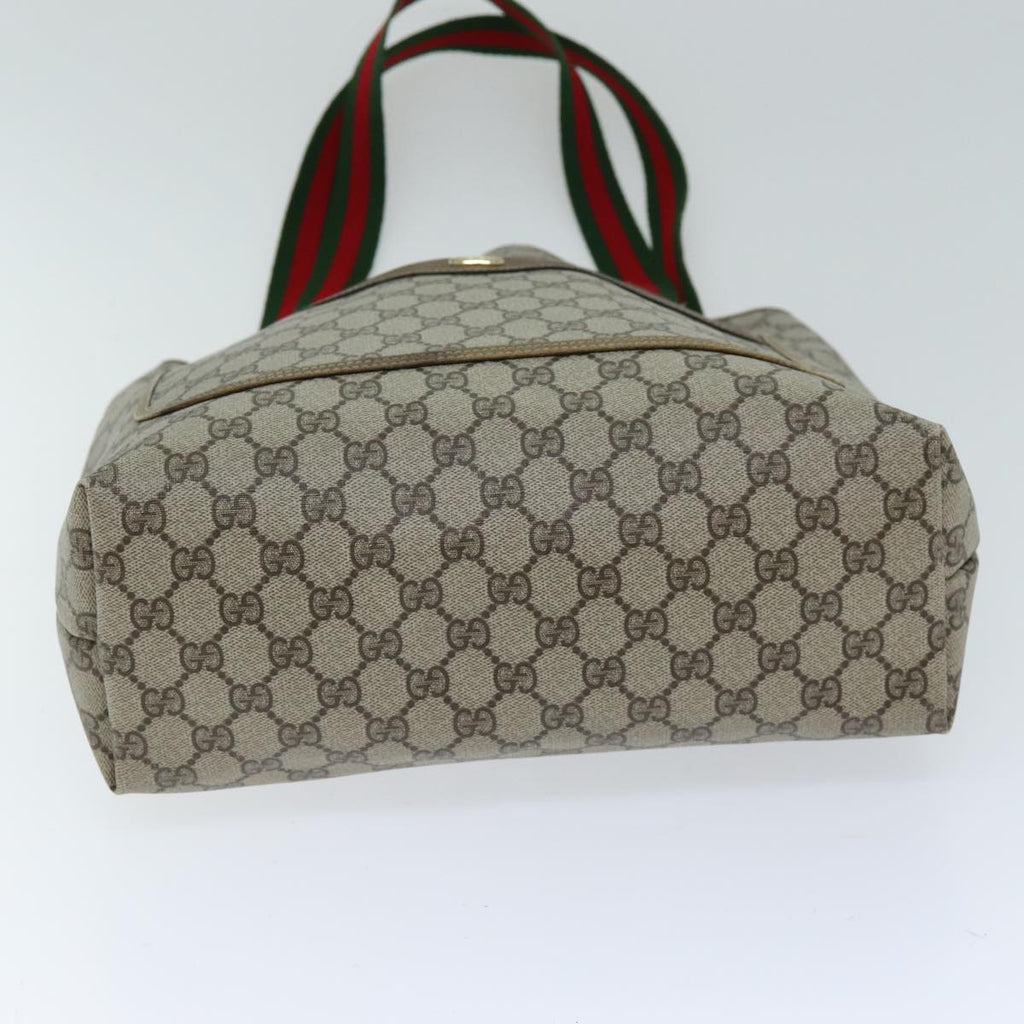 GUCCI GG Supreme Web Sherry Line Tote Bag PVC Red Beige 002 23 4487 75601