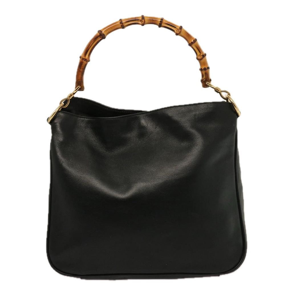 GUCCI Bamboo Shoulder Bag Leather 2way Black 001 1638 2123 75603
