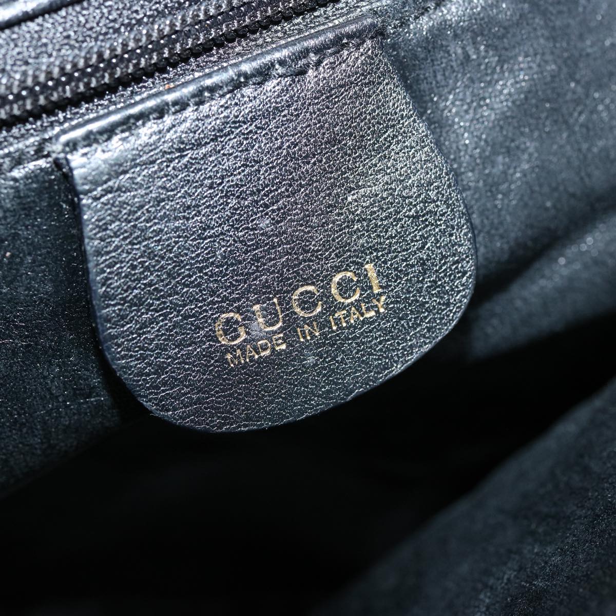 GUCCI Bamboo Hand Bag Leather 2way Black 001 14 1638 75604