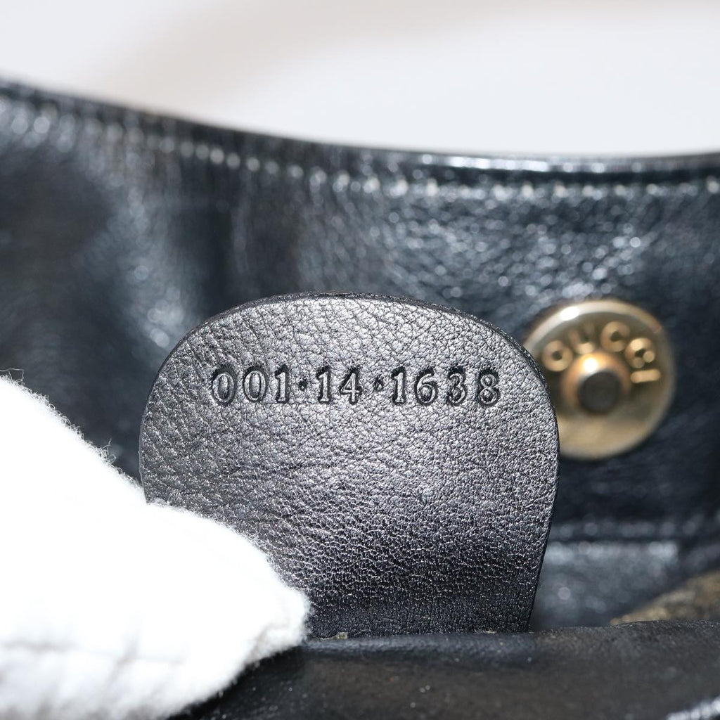 GUCCI Bamboo Hand Bag Leather 2way Black 001 14 1638 75604