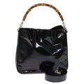 GUCCI Bamboo Shoulder Bag Patent leather 2way Black 001 2113 1638 75605