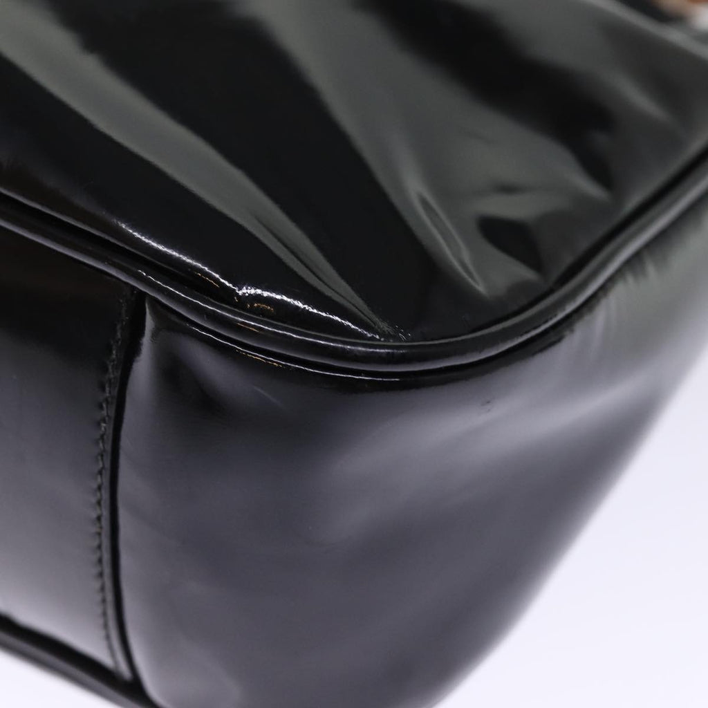 GUCCI Bamboo Shoulder Bag Patent leather 2way Black 001 2113 1638 75605