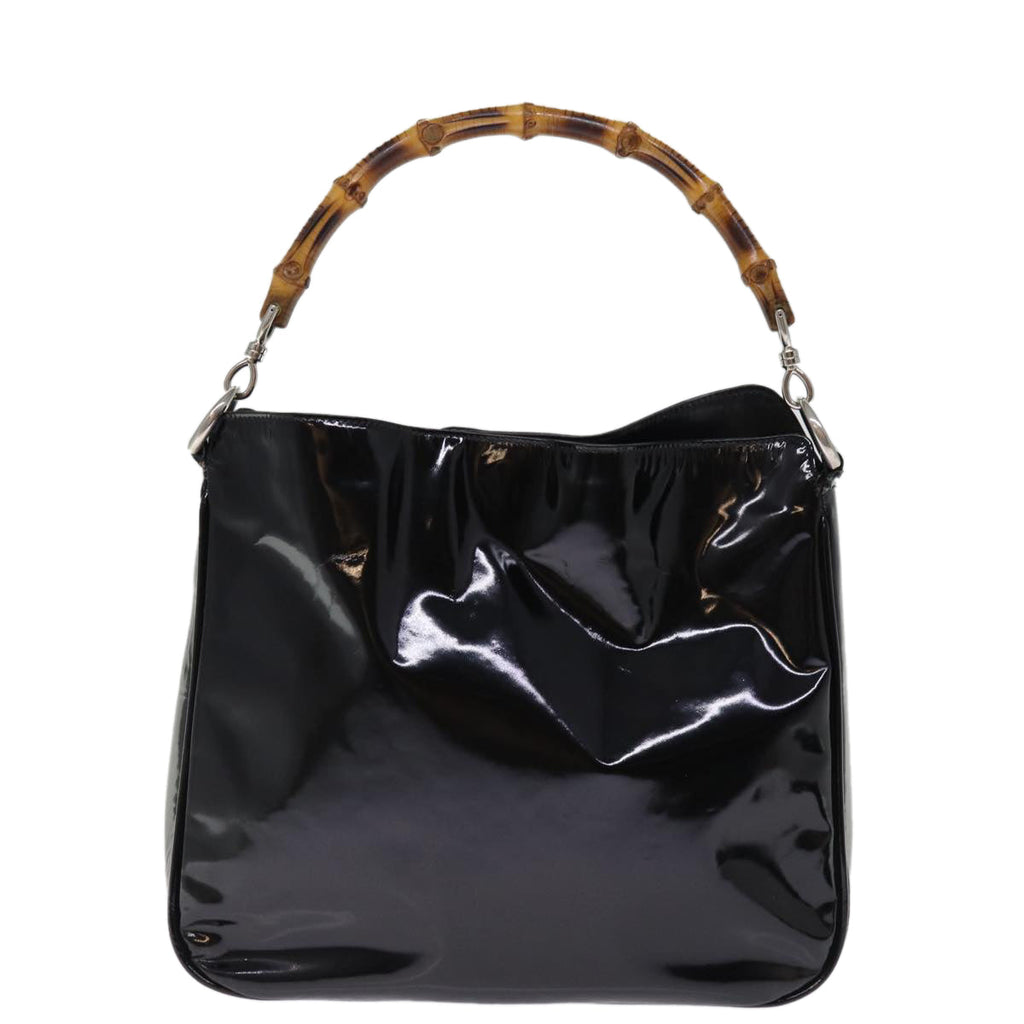 GUCCI Bamboo Shoulder Bag Patent leather 2way Black 001 2113 1638 75605