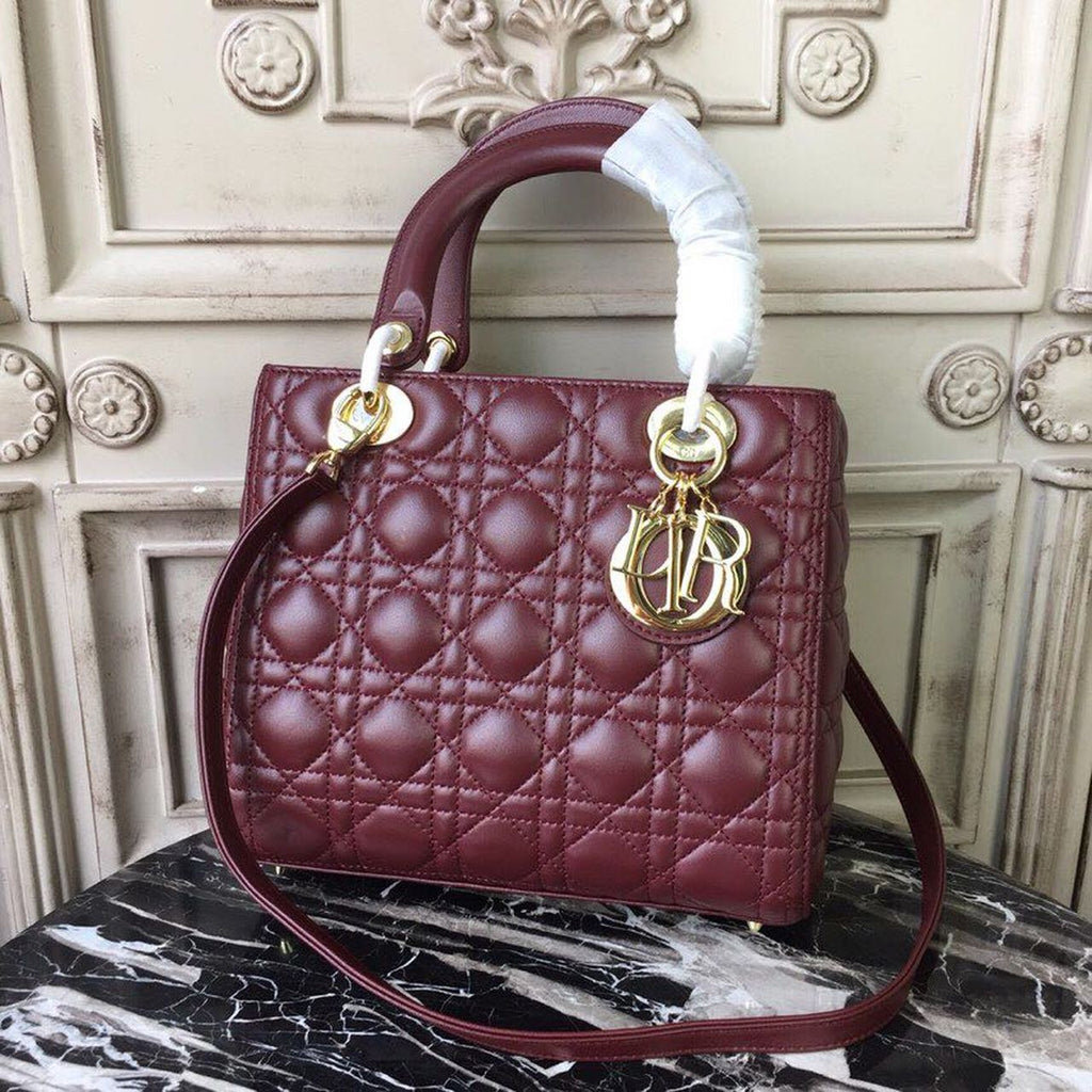 GLAMI MeGLAMIum Lady Bag Gold Toned Hardware Burgundy For Women 24cm/9in CD