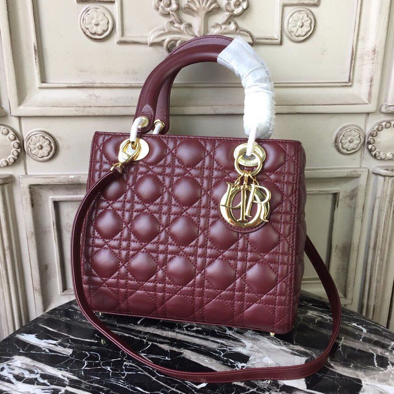 GLAMI MeGLAMIum Lady Bag Gold Toned Hardware Burgundy For Women 24cm/9in CD