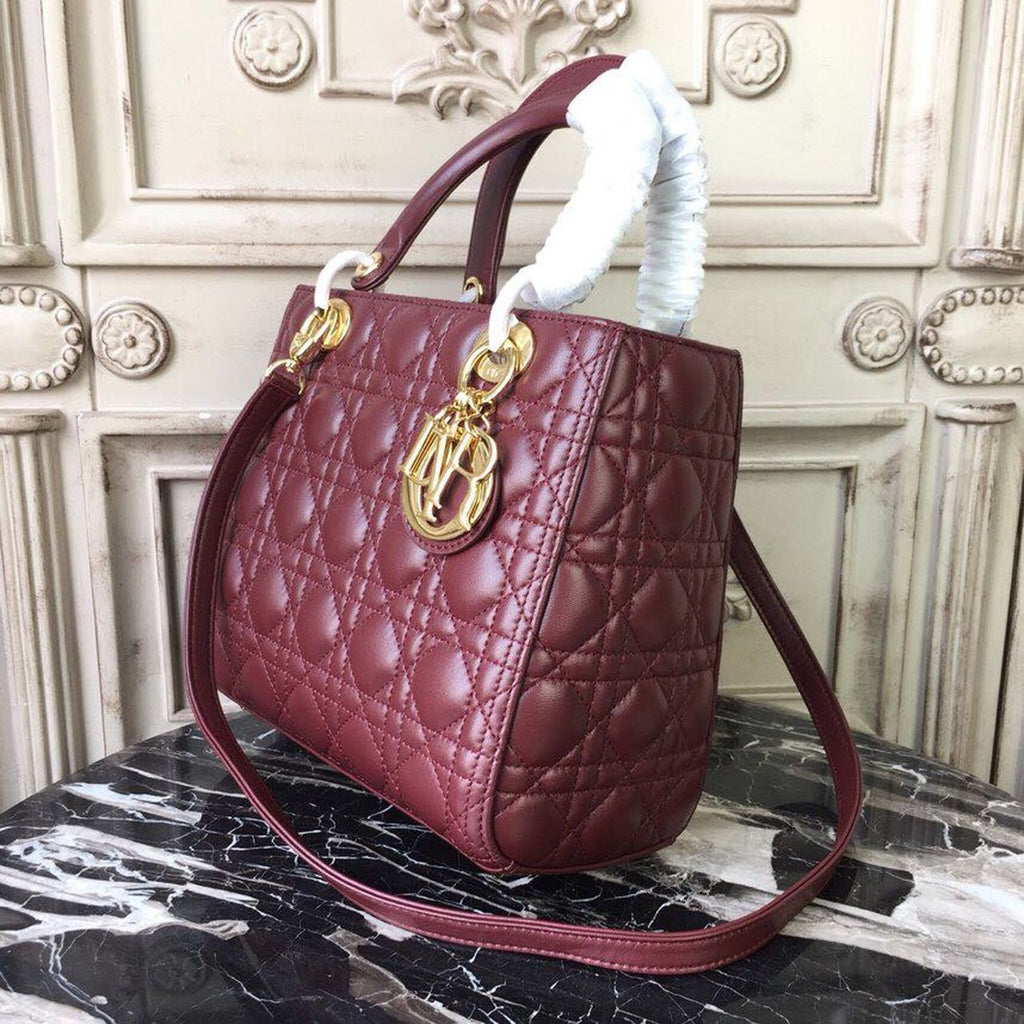 GLAMI MeGLAMIum Lady Bag Gold Toned Hardware Burgundy For Women 24cm/9in CD