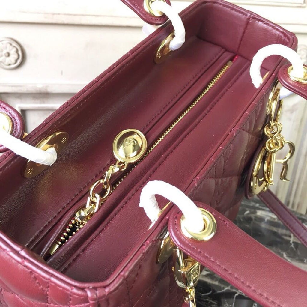 GLAMI MeGLAMIum Lady Bag Gold Toned Hardware Burgundy For Women 24cm/9in CD