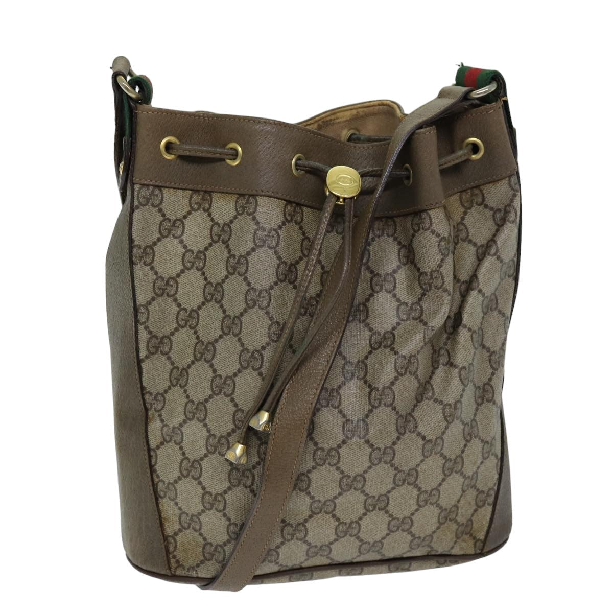 GUCCI Web Sherry Line GG Supreme Shoulder Bag Beige Red 41 02 034 75621