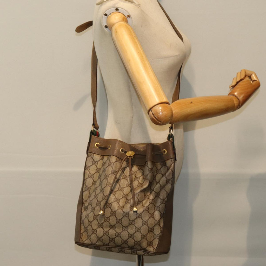 GUCCI Web Sherry Line GG Supreme Shoulder Bag Beige Red 41 02 034 75621