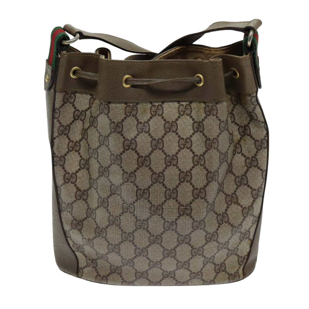 GUCCI Web Sherry Line GG Supreme Shoulder Bag Beige Red 41 02 034 75621