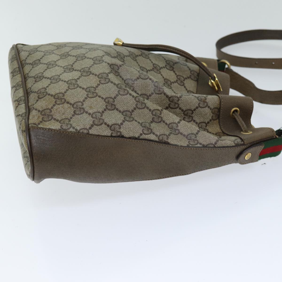 GUCCI Web Sherry Line GG Supreme Shoulder Bag Beige Red 41 02 034 75621