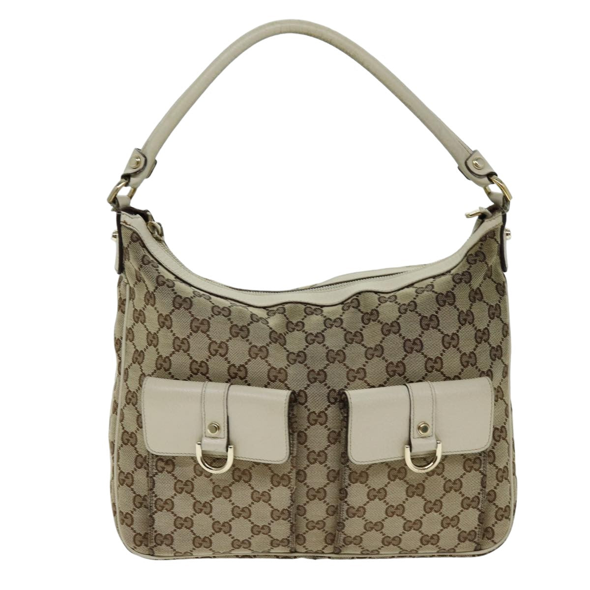 GUCCI GG Canvas Shoulder Bag Beige 153025 75622