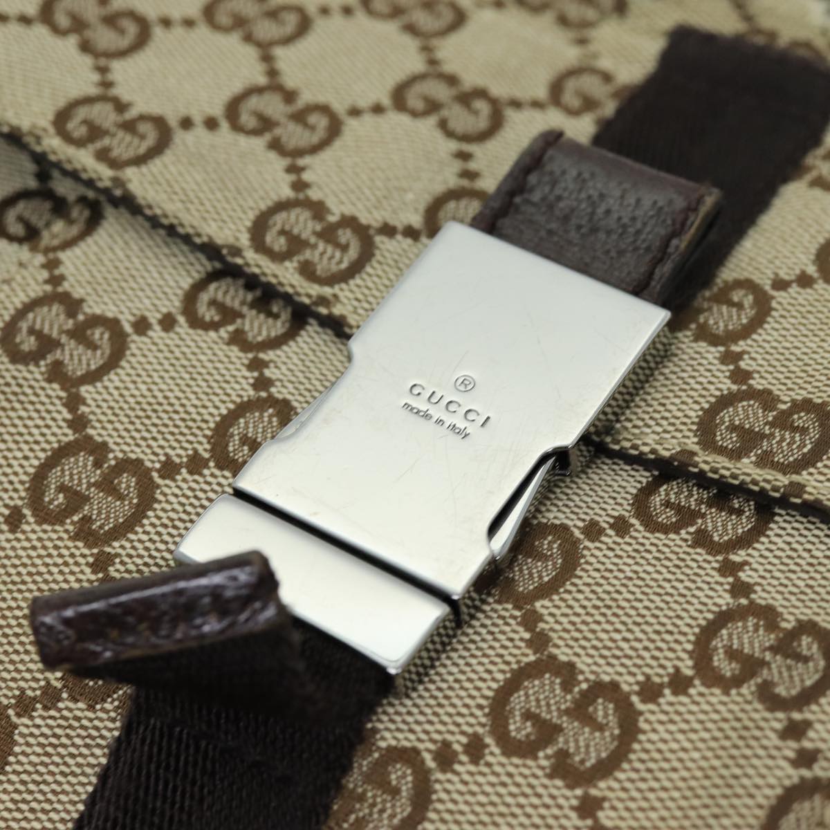 GUCCI GG Canvas Shoulder Bag Beige 131211 75623