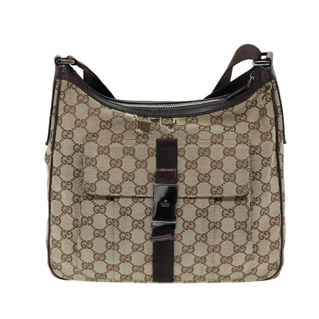 GUCCI GG Canvas Shoulder Bag Beige 131211 75623