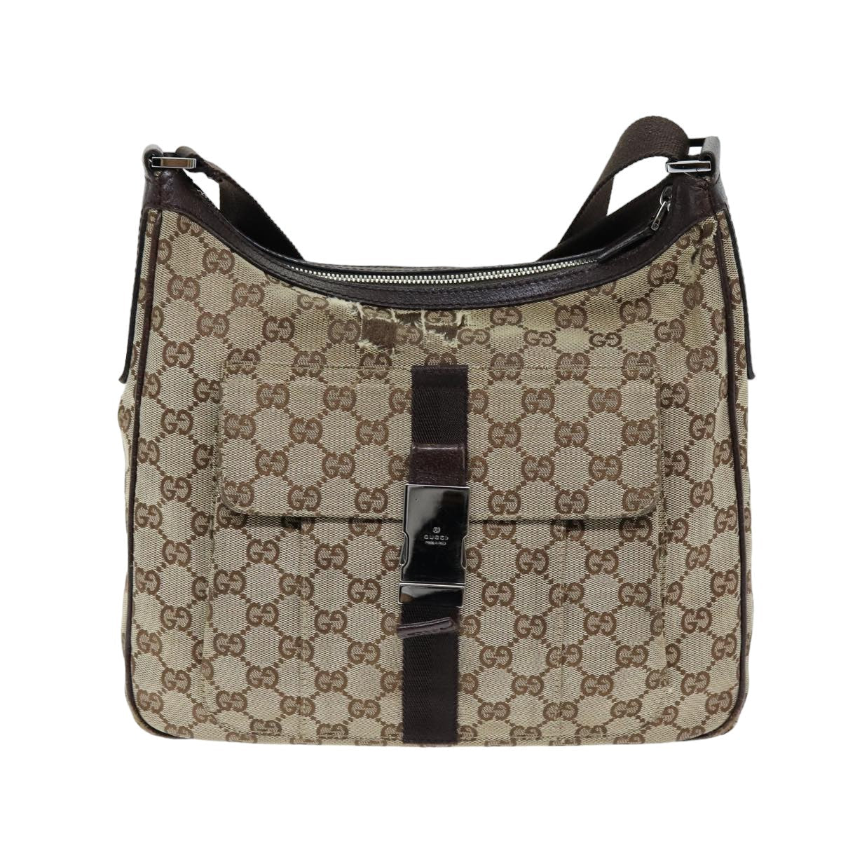 GUCCI GG Canvas Shoulder Bag Beige 131211 75623