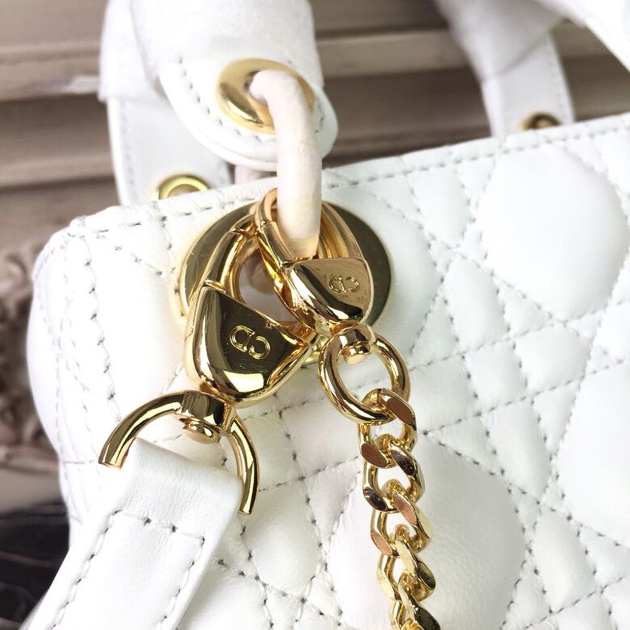 GLAMI Mini Lady Bag Gold Toned Hardware White For Women 18cm/7in CD
