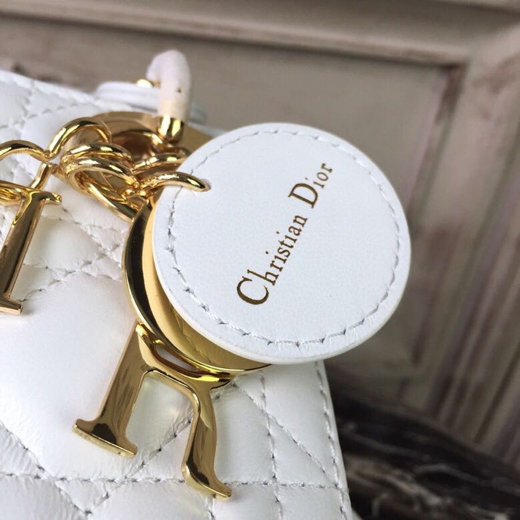 GLAMI Mini Lady Bag Gold Toned Hardware White For Women 18cm/7in CD