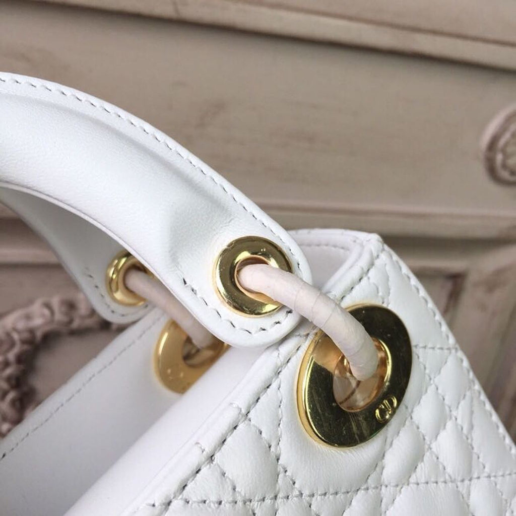 GLAMI Mini Lady Bag Gold Toned Hardware White For Women 18cm/7in CD